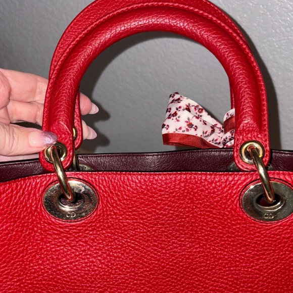 Stunning Red Dior Medium Satchel with CLUTCH AND Crossbody Strap EUC! 🤩🤩🤩 - Picture 13 of 16